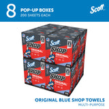 Scott® Shop Towels Original (75190), Blue, Pop-Up Dispenser Box (200 Towels/Box, 8 Boxes/Case, 1,600 Towels/Case) SCOTT SHOP ORIGINAL