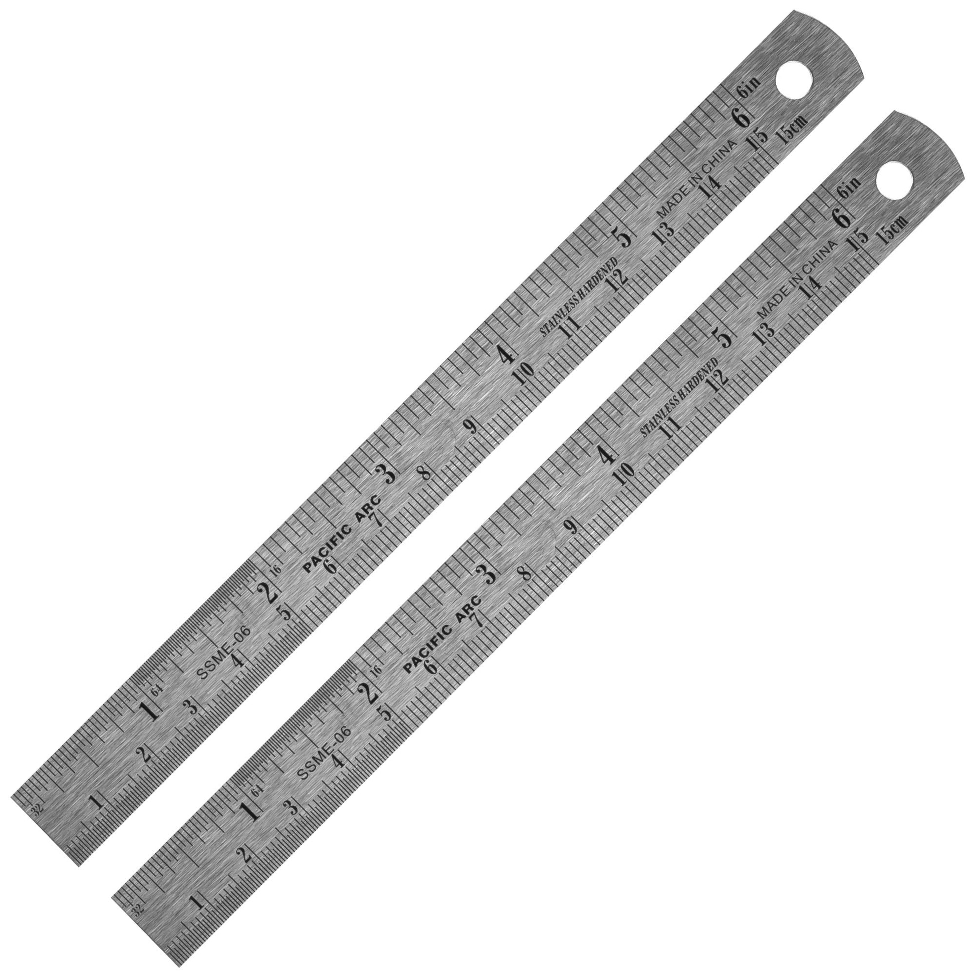 Pacific Arc 6 Inch Stainless Steel Ruler with Inch/Metric Conversion Table, 2 Pack - WoodArtSupply