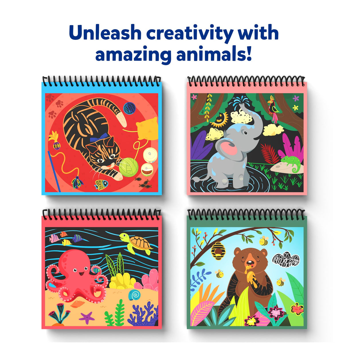 Skillmatics Foil Fun & Magical Scratch Art Book with Animals Theme Bundle, Art & Craft Kits, DIY Activities for Kids Skillmatics