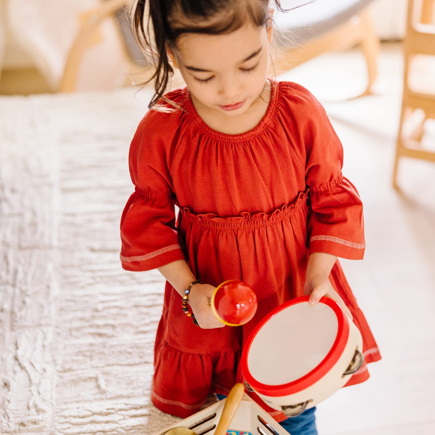 Melissa & Doug Band-in-a-Box Clap! Clang! Tap! - 10-Piece Musical Instrument Set - Kids Musical Instruments, Wooden Percussion Instruments For Melissa & Doug