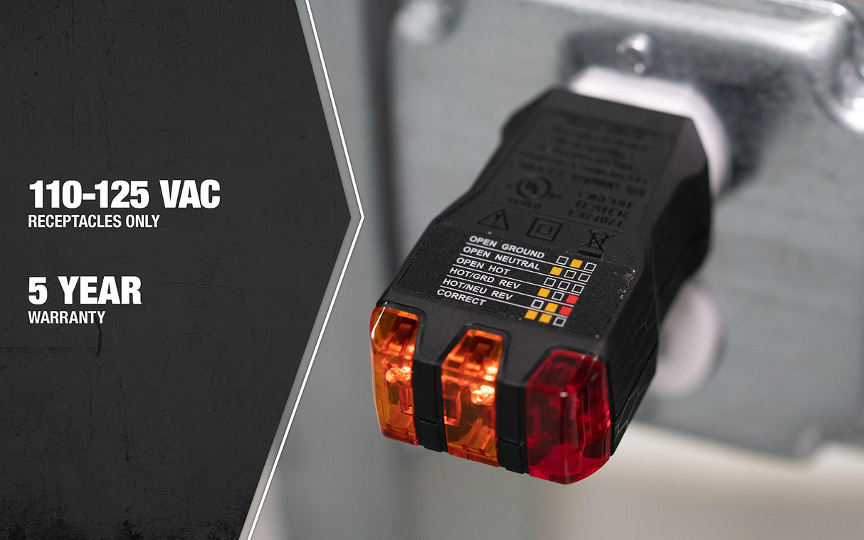 Southwire 40022S Receptacle Tester, Black Southwire