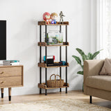 Vintage 4-Tier Hosfais Small Bookcase for Space-Saving Storage in Rustic Brown Hosfais