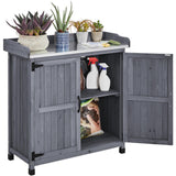 Yaheetech Garden Potting Bench Table, Outdoor Garden Horticultural Wooden Storage Cabinet & Solid Wood Planting Work Bench with Large Space Storage & Yaheetech