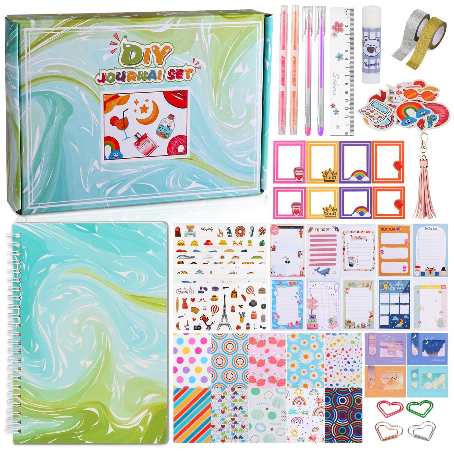 DIY Journal Kit for Girls Ages 8-12 - Girls Scrapbook Kit Gifts, DIY Journal Kit for Girls to Decorate Scrapbook, Journals for Writing, Scrapbook Kit