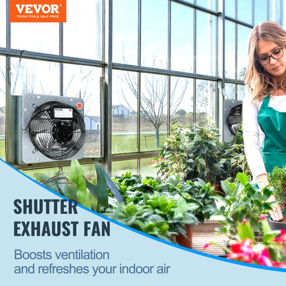 VEVOR 10'' Shutter Exhaust Fan, High-speed 820 CFM, Aluminum Wall Mount Attic Fan with AC-motor, Ventilation and Cooling for Greenhouses, Garages, - WoodArtSupply