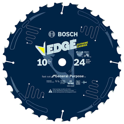 BOSCH DCB1024 10 In. 24 Tooth Daredevil Table and Miter Saw Blade Fast Ripping,Blue - WoodArtSupply