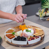 Charcuterie Cheese Board and Platter Set - Made from Acacia Wood - US Patented 13 inch Cheese Cutting Board and Knife for Entertaining and Serving - ChefSofi