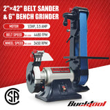 Bucktool Combo 2" x 42" Belt Sander 6" Bench Grinder, Knife Sharpener with Large Work Table BG2600 Upgraded Model Bucktool