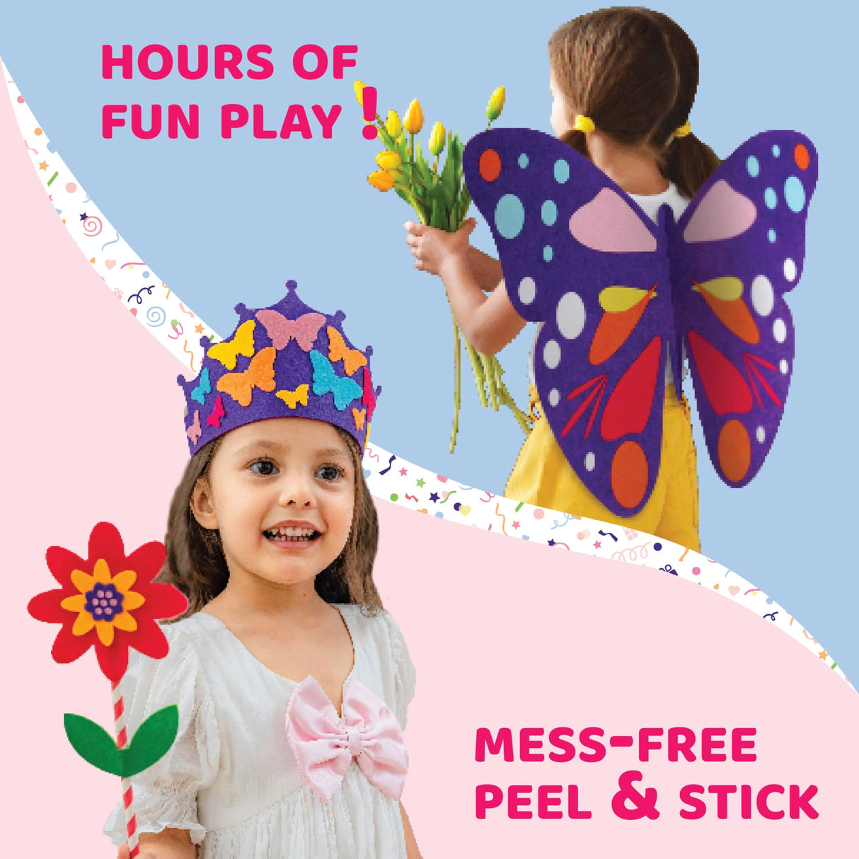 jackinthebox Butterflies Costume Craft kit for 3 to 5 Year olds | 3 Craft Projects | Great Gift for Girls Ages 3,4,5 Years jackinthebox