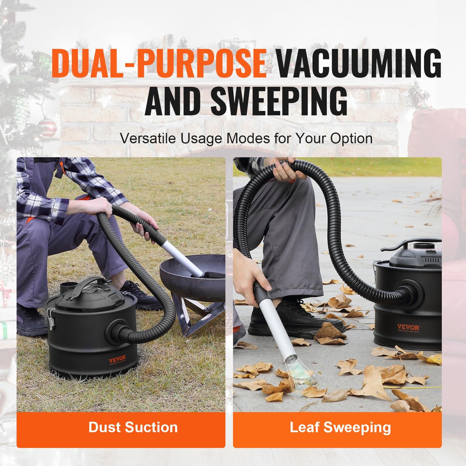 VEVOR Vacuum Cleaner 4 Gallon with 1200W Powerful Suction, Ash Vac Collector with 47.2 in Flexible Hose, for Fireplaces, Pellet, Wood Stove, Log VEVOR