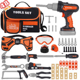 Kids Tool Set- 48PCS Toddler Tool Set Toys with Electronic Toy Drill, Tool Bag&Tool Belt&Tape Measure, Pretend Play Kids Construction Tool Kits Toy maysida