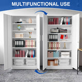 BYNSOE Metal Storage Cabinet with 5 Adjustable Shelves and Lock Metal Garage Cabinets with Locking Door, Steel Classic Storage Cabinet for Home, BYNSOE