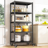 REIBII Storage Shelves for Storage Load 1160LBS,Adjustable Heavy Duty Metal Shelving Unit with Wheels 5-Tier Pantry Shelves Kitchen Shelf Garage REIBII