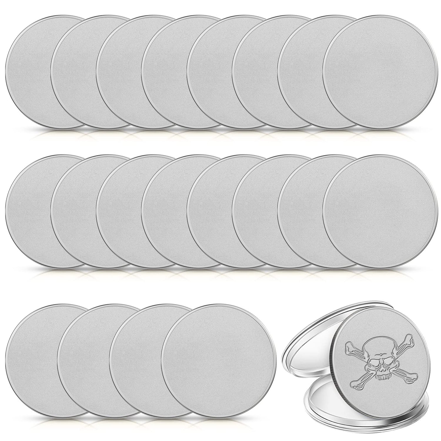 Yinkin 20 Pieces Blank Challenge Coin Threaded Edged 40 mm with Acrylic Protection Box Laser Engravable Pattern for DIY Crafts Engraving Travel Yinkin