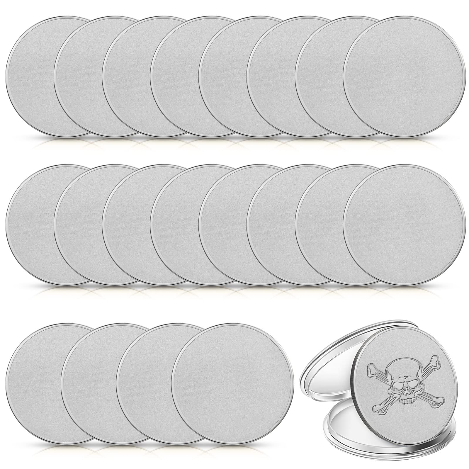 Yinkin 20 Pieces Blank Challenge Coin Threaded Edged 40 mm with Acrylic Protection Box Laser Engravable Pattern for DIY Crafts Engraving Travel - WoodArtSupply