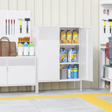 Washsemba Metal Storage Cabinet with Doors and Shelves, White Metal Cabinet, 3-Tier Office Cabinet,Metal Locker Storage Cabinet for Office, Home, Washsemba