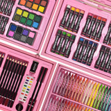 Sunnyglade 145 Piece Deluxe Art Set, Wooden Art Box & Drawing Kit with Crayons, Oil Pastels, Colored Pencils, Watercolor Cakes, Sketch Pencils, Paint Sunnyglade