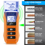 Stud Finder up to 4.7inch Contain Protecting Pouch,Wall Scanner 6 in 1 Beam Finders with Intelligent Microprocessor Chip, Audio Alarm and HD LCD PIGADA