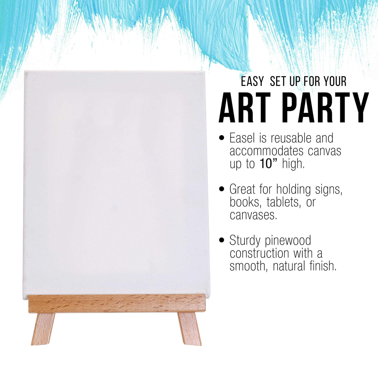 U.S. Art Supply 10.5" Small Tabletop Display Stand A-Frame Artist Easel - Beechwood Tripod, Kids Student Classroom School Painting Party Table U.S. Art Supply