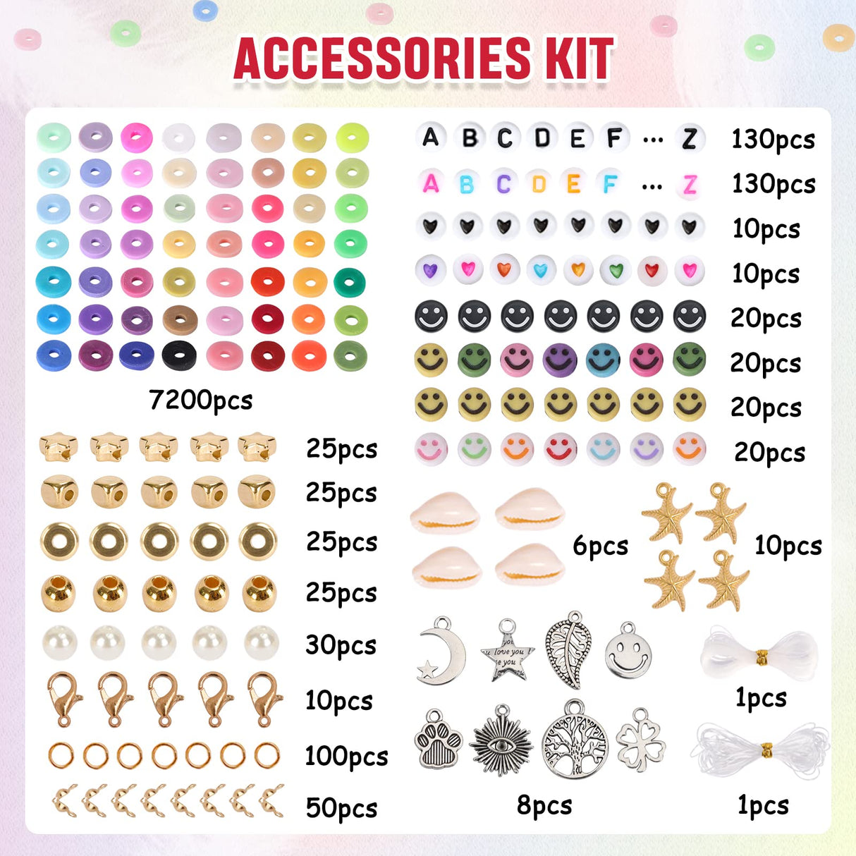 QUEFE 7870pcs Clay Beads for Jewelry Making Kit, 40 Colors Charm Bracelet Making Kit for Girls 8-12 for Crafts QUEFE