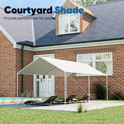 Quictent 10'X20' Heavy Duty Carport Car Canopy Car Shelter Canopy Outdoor Party Tent Boat Shelter-White - WoodArtSupply