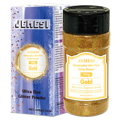 Holographic Ultra Fine Glitter Powder, 100g/3.52oz Extra Fine Epoxy Glitter Flakes Crafts Sequins 1/170'' 0.0059'' 0.15mm for Resin Arts Crafts, - WoodArtSupply