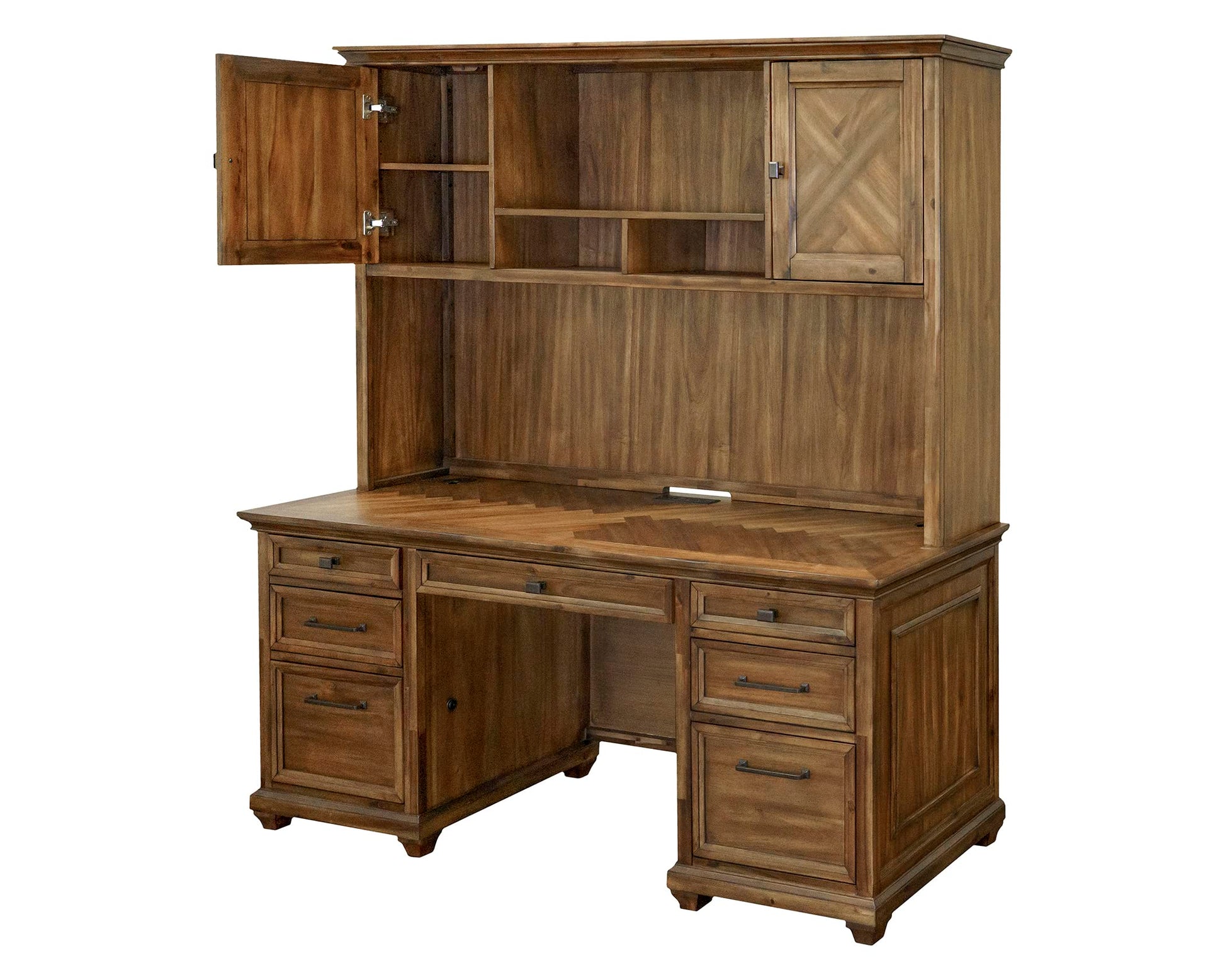 Martin Furniture Traditional Wood Doors, Office Storage, Fully Assembled, Brown Hutch - WoodArtSupply