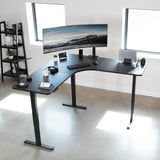 VIVO Electric Height Adjustable 71 x 71 inch Curved Corner Stand Up Desk, Black Table Top, Black Frame, Memory Controller, L-Shaped Workstation, E3C VIVO