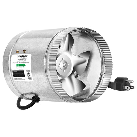 VIVOSUN 6 Inch Inline Duct Fan 240 CFM, HVAC Exhaust Ventilation Fan with Low Noise for Basements, Bathrooms, Kitchens and Attics, Silver VIVOSUN
