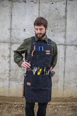 WHITEDUCK Work Apron 24oz Woodworking Apron for Men Waxed Heavy Duty Canvas Apron with Pockets (Black) WHITEDUCK