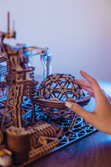 Wood Trick Wooden Marble Run 3D Wooden Puzzles for Adults and Kids to Build - 15x14 in - Electric Driven - Roller Coaster Wooden Model Kits for Wood Trick