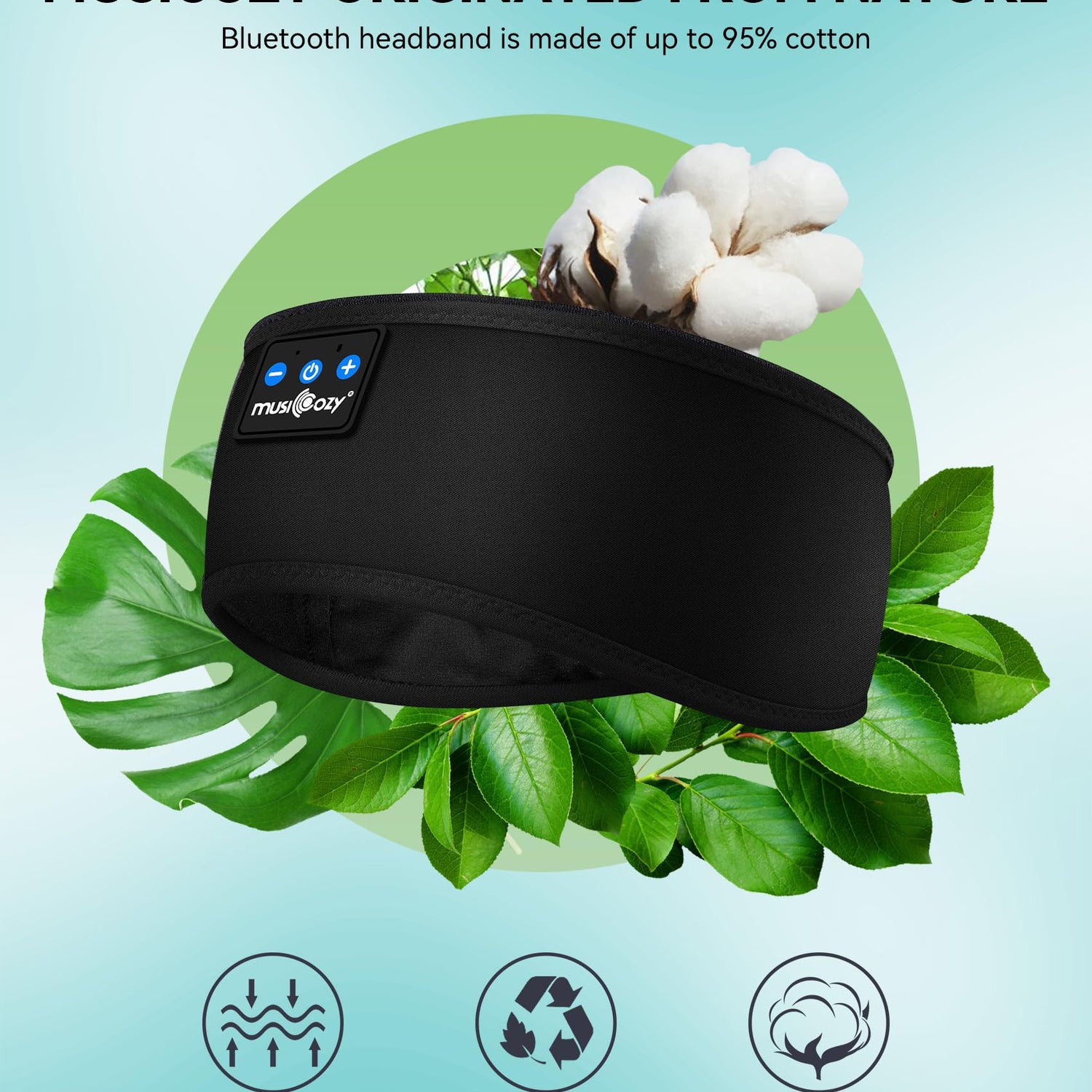 MUSICOZY Sleep Headphones Bluetooth 5.2 Headband, Sports Wireless Earphones Sweat Resistant Earbuds with Ultra-Thin HD Stereo Speaker for Workout MUSICOZY