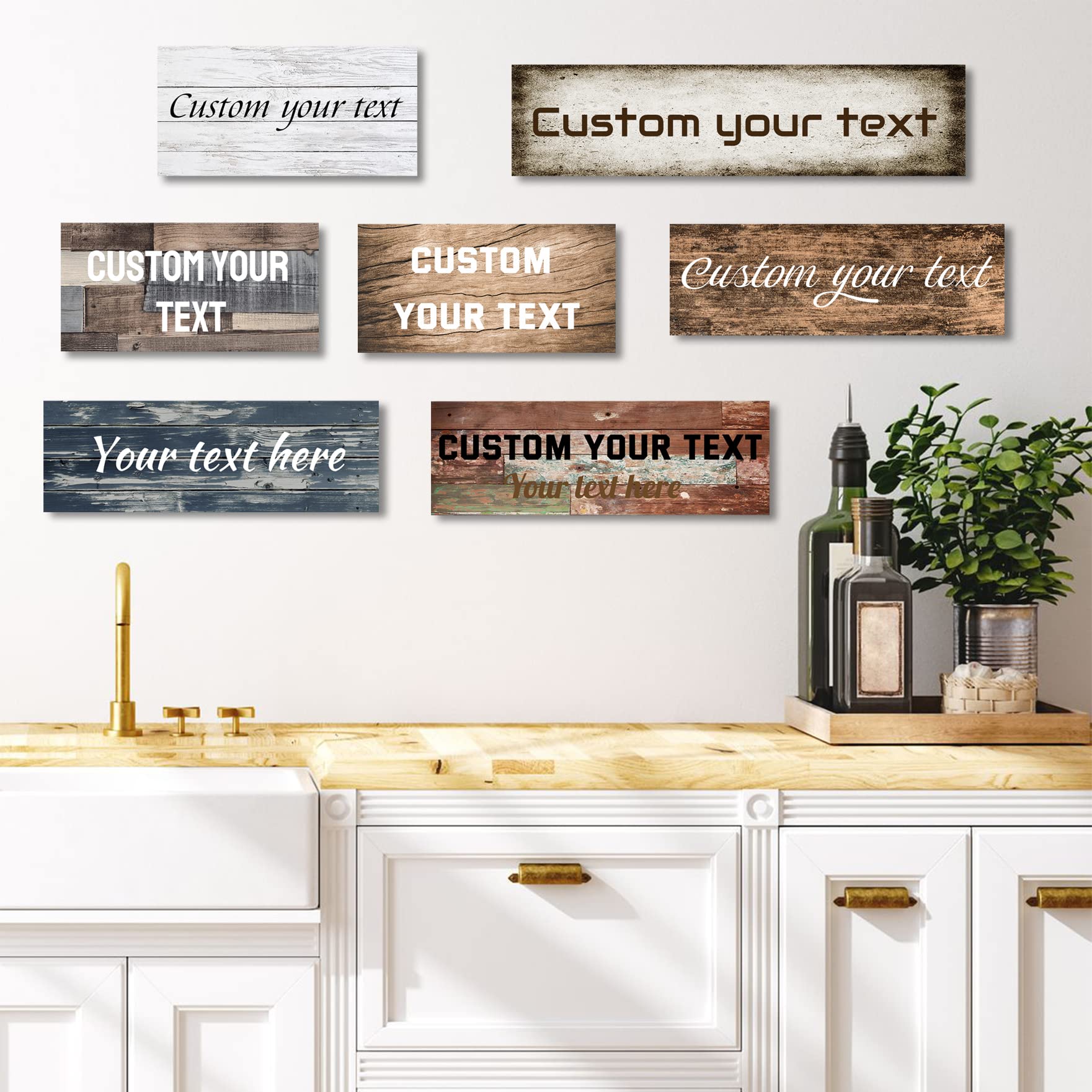 LZIMU Personalized Quotes Sign Wall Decor Custom Canvas Sign with Your Text Customized Gift for Rustic Kitchen Farmhouse Decor Framed (4"x16") - WoodArtSupply