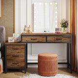 Tribesigns Vanity Desk with 5 Drawers, Makeup Vanity Table Dressing Table with Side 3-Drawer Chest, Make Up Vanities for Women, Girls (Without Tribesigns