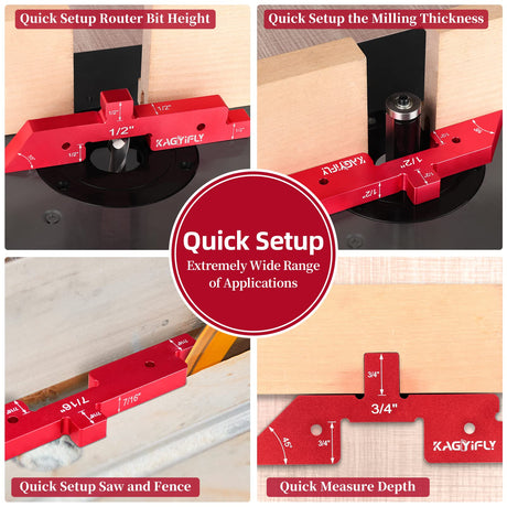 KAGYIFLY Setup Blocks Woodworking, 14pcs Aluminum Setup Blocks Height Gauge Set for Router Table Saw and Angle Measure Set up (Each Setup Bars has KAGYIFLY