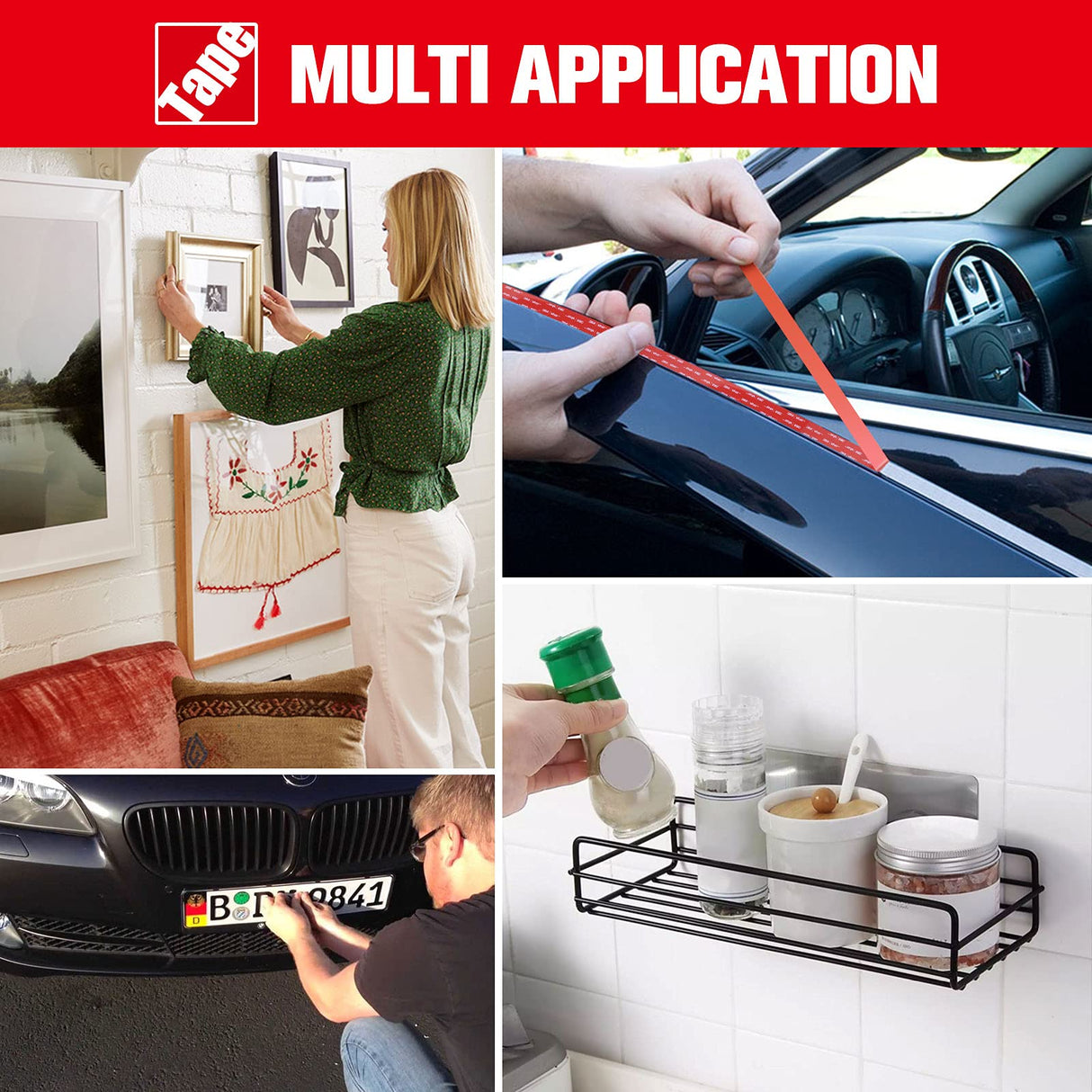 Double Sided Tape Heavy Duty, Waterproof Mounting Foam Tape, 16.4ft Length, 0.94in Width, Strong Adhesive Tape for Car, Wall, LED Strip Light, HitLights