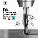 SPEED TIGER Micrograin Carbide Square End Mill - 2 Flute - ISE1/8"2T (5 Pieces, 1/8") - for Milling Alloy Steels, Hardened Steel, Metal & More – Mill SPEED TIGER