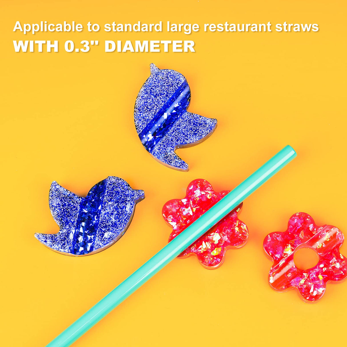 NiArt 8mm Straw Topper Epoxy Resin DIY Casting Silicone Mold Kit, 5 Molds with 14 Shapes NiArt