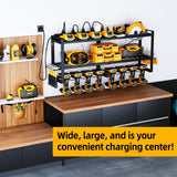 SOYEEZE Power Tool Organizer with Charging Station- Garage 8 Drill Holder Built in 8 Outlet Power Strip (DRILLDOCK PRO) SOYEEZE