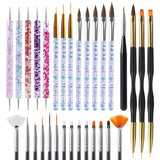 Artdone 31pcs Nail Art Brushes,Nail Art Tool Set,Nail Dotting Tools,Nail Dust Brush,Striping Nail Art Brushes for Long Lines,Nail Drawing Pen For Artdone