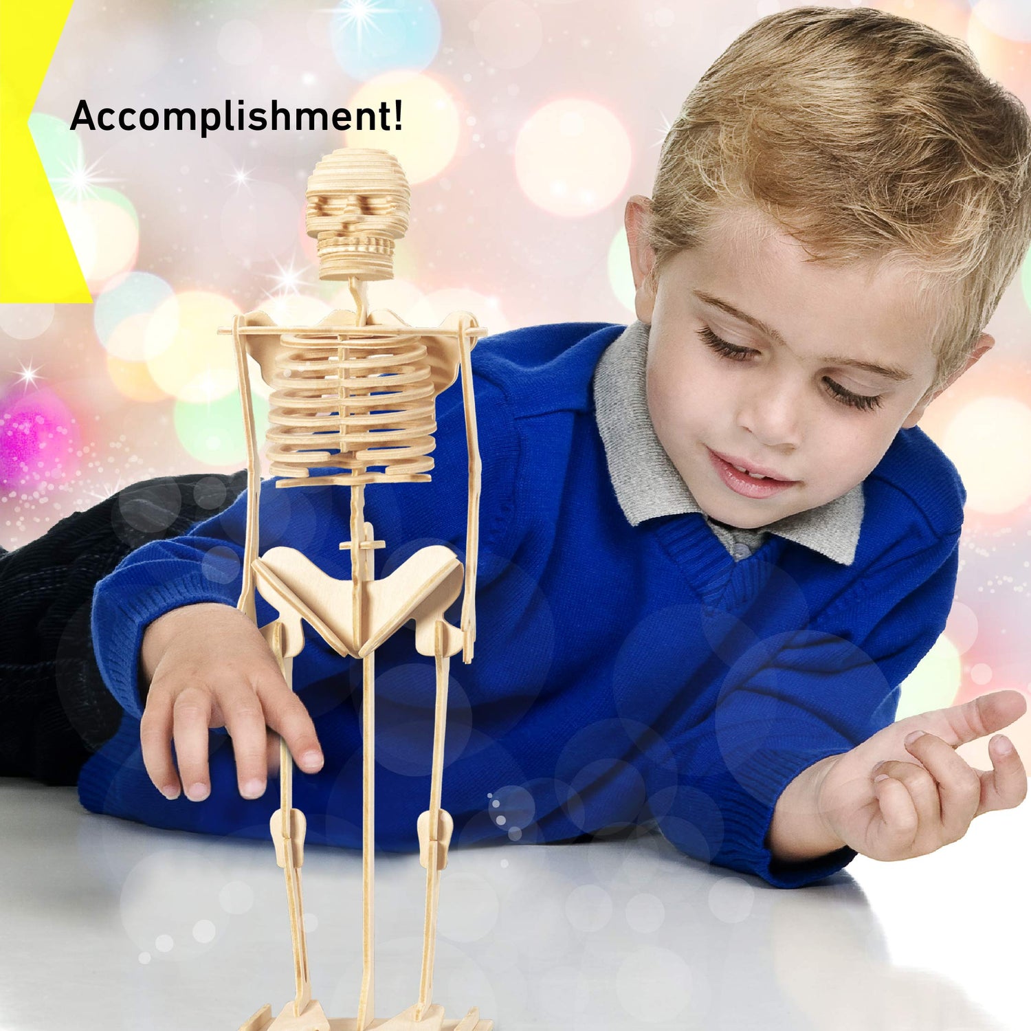 Puzzled 3D Puzzle Human Skeleton Wood Craft Construction Model Kit, Fun & Educational DIY Wooden Toy Assemble Model Unfinished Crafting Hobby Puzzle Puzzled