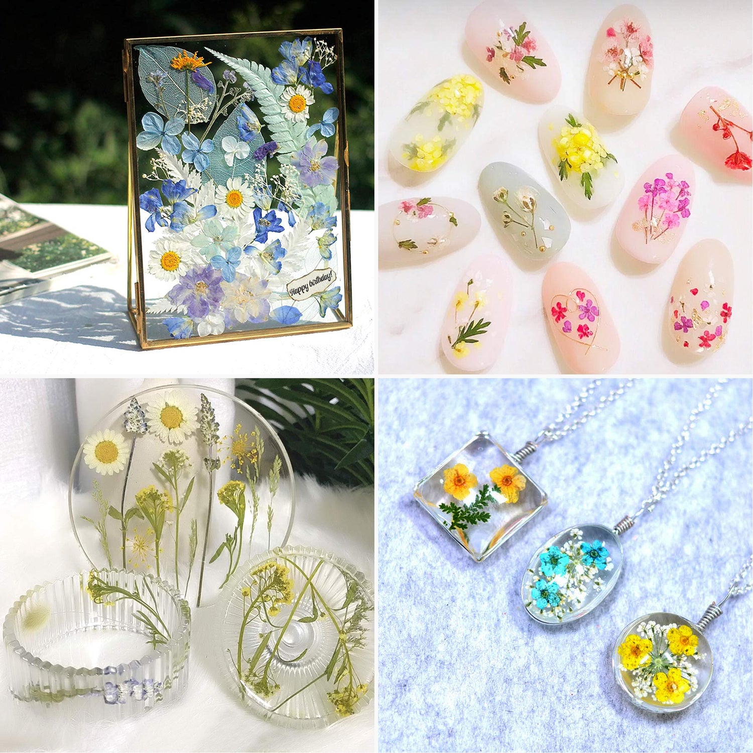 Real Dried Pressed Flower Set with Butterfly Transparent Stickers Scrapbook Decals Natural Dried Flowers Leaves with Tweezers for Resin Supplies DIY Augshy