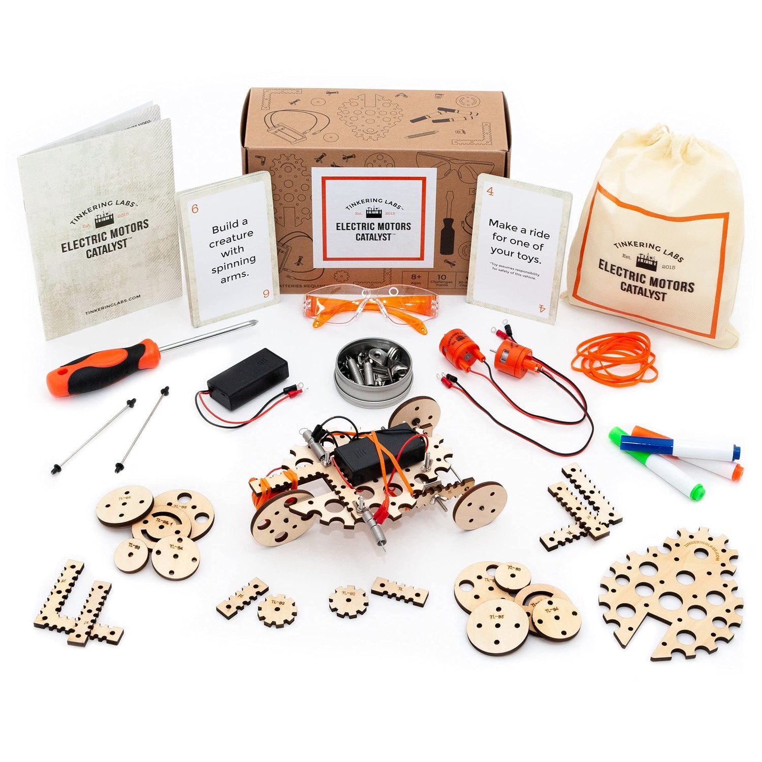 Tinkering Labs Robotics Engineering Kit | Designed by Scientists in USA | 50+ Parts | 10+ STEM Projects For Kids 8-12 | Learn Electronics, Science | Tinkering Labs