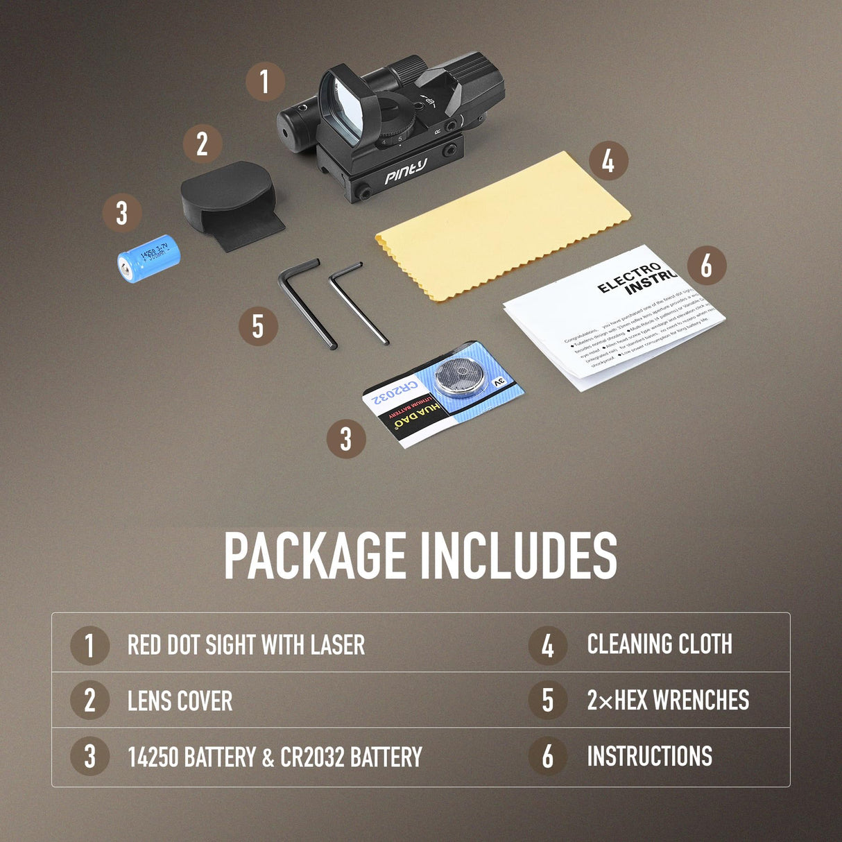 Pinty Red Dot Sight with Integrated Green Laser Sight, Laser Class IIIA, Laser Output Less Than 5mW Pinty
