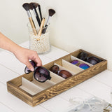MyGift 7-Slot Burnt Wood Sunglasses and Eyewear Holder Organizer Tray, Jewelry Display Case Storage Drawer Tray MyGift