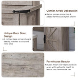 T4TREAM Farmhouse Makeup Vanity Desk with Sliding Mirror and Lights, 42'' Glass Tabletop Vanity Table with 2 Drawers & Shelves, Rustic Big Vanity Set T4TREAM