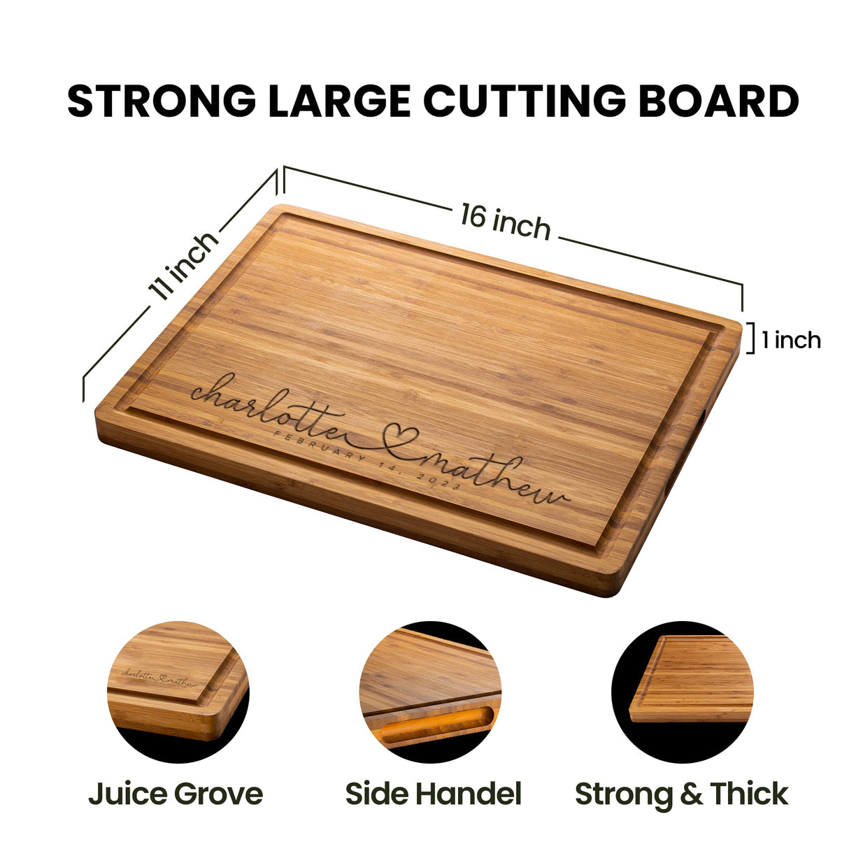 Personalized Wood Engraved Cutting Board - Customized Chopping Block - Unique Present for Wedding, Anniversary, Housewarming, Birthday, Holiday Gift WoodArtSupply