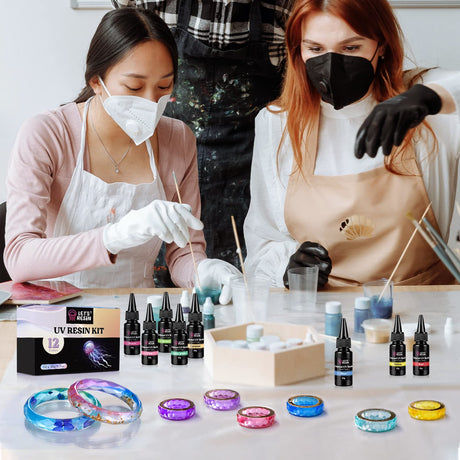 LET'S RESIN UV Resin, 12Colors Ultraviolet Epoxy Resin Clear, Odorless & Low Shrinkage UV Resin Kit for Crafts, Jewelry Making, Decoration(20g Each) LET'S RESIN