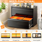 INTERGREAT File Cabinet 2 Drawers, Metal Lateral Filing Cabinet with Lock for Home Office, Locking Horizontal File Cabinet for Hanging Files INTERGREAT