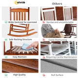 Outvita Outdoor Rocking Chair, Solid Wood High Back Rocker, All Weather Lounge Chair for Porch Patio Fire Pit Garden Backyard Deck Indoor, Wave Outvita